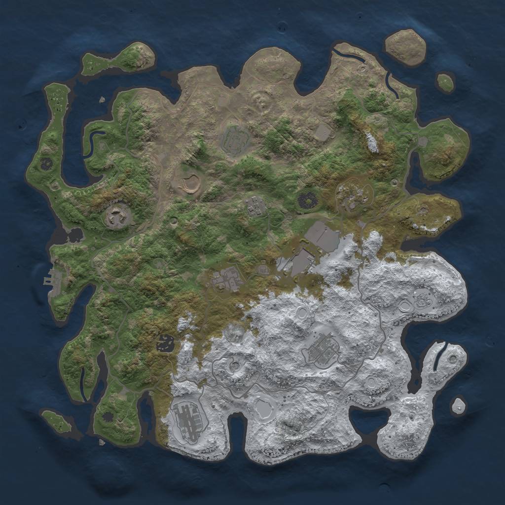 Rust Map: Procedural Map, Size: 4000, Seed: 45325, 18 Monuments