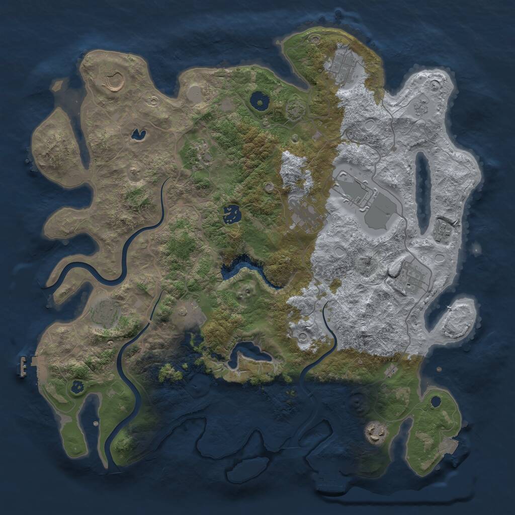 Rust Map: Procedural Map, Size: 4000, Seed: 836429456, 17 Monuments