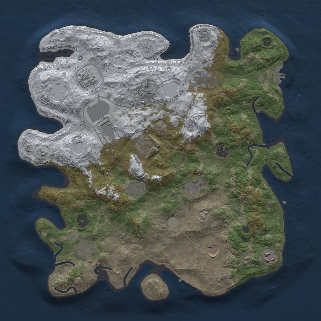 Rust Map: Procedural Map, Size: 3850, Seed: 2096136903, 20 Monuments