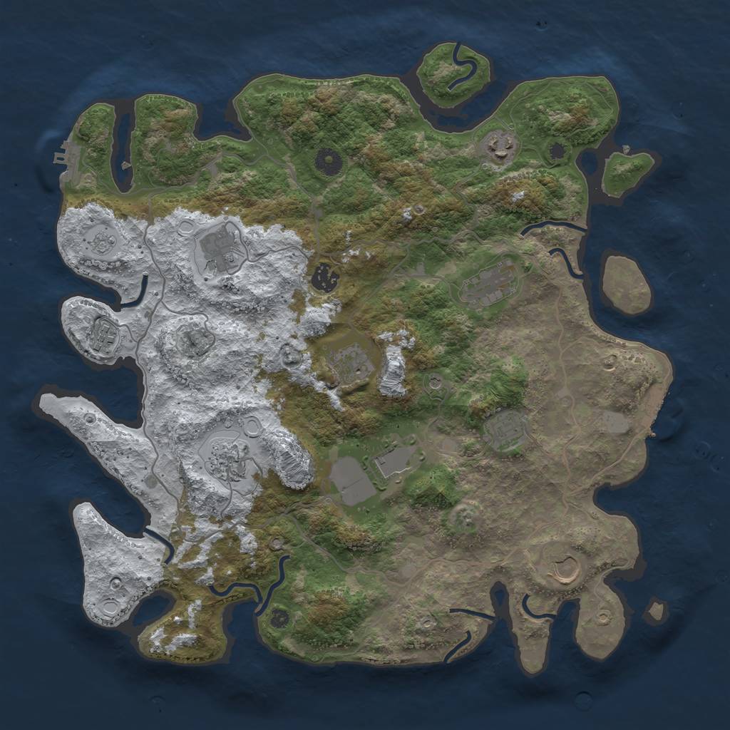 Rust Map: Procedural Map, Size: 4000, Seed: 987456112, 19 Monuments