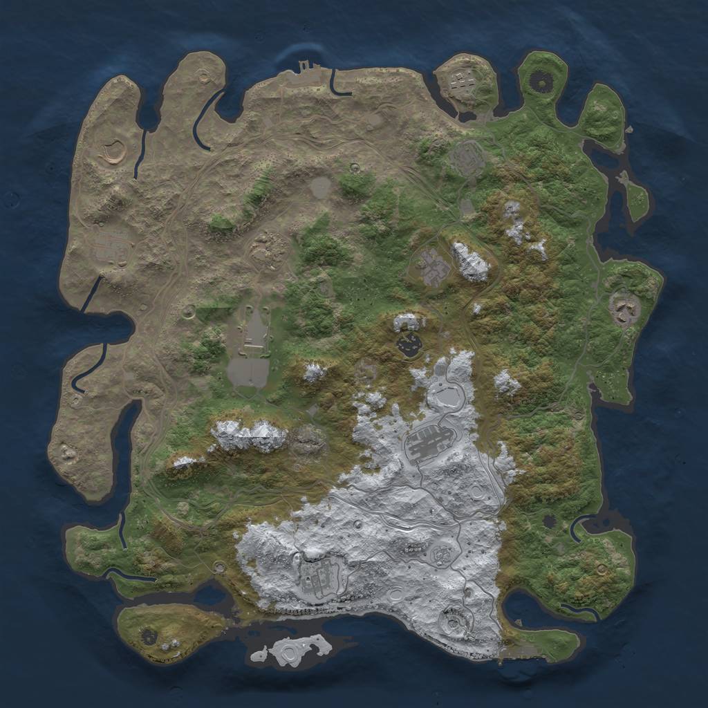 Rust Map: Procedural Map, Size: 4500, Seed: 958773355, 20 Monuments