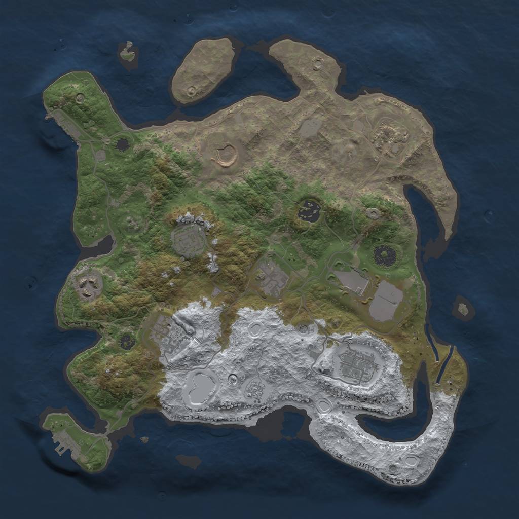 Rust Map: Procedural Map, Size: 3501, Seed: 1447, 18 Monuments