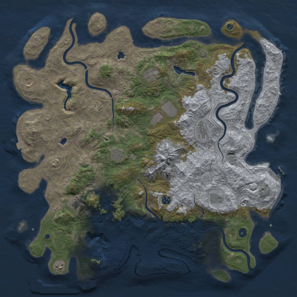 Rust Map: Procedural Map, Size: 5000, Seed: 64132, 17 Monuments