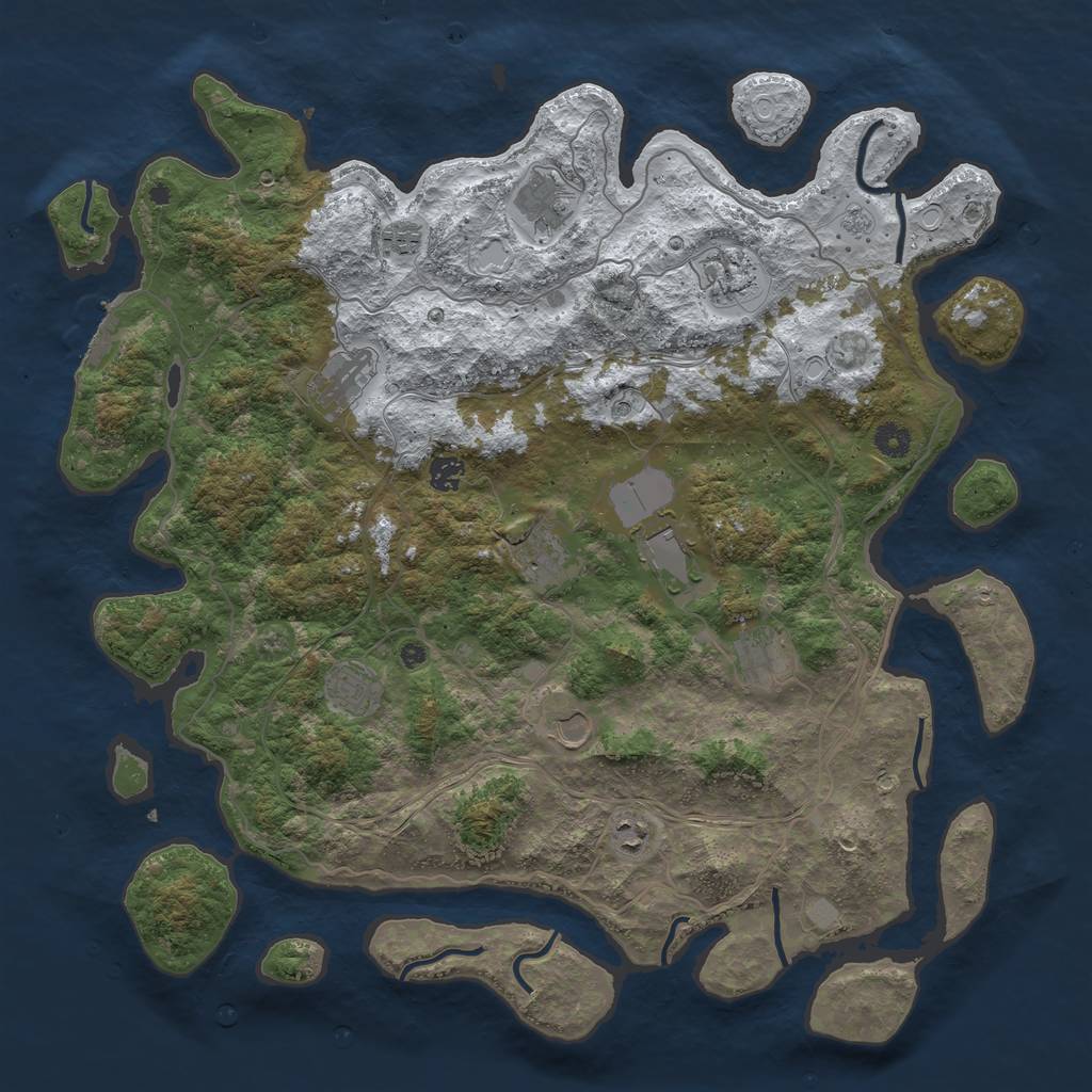 Rust Map: Procedural Map, Size: 4500, Seed: 205007629, 19 Monuments