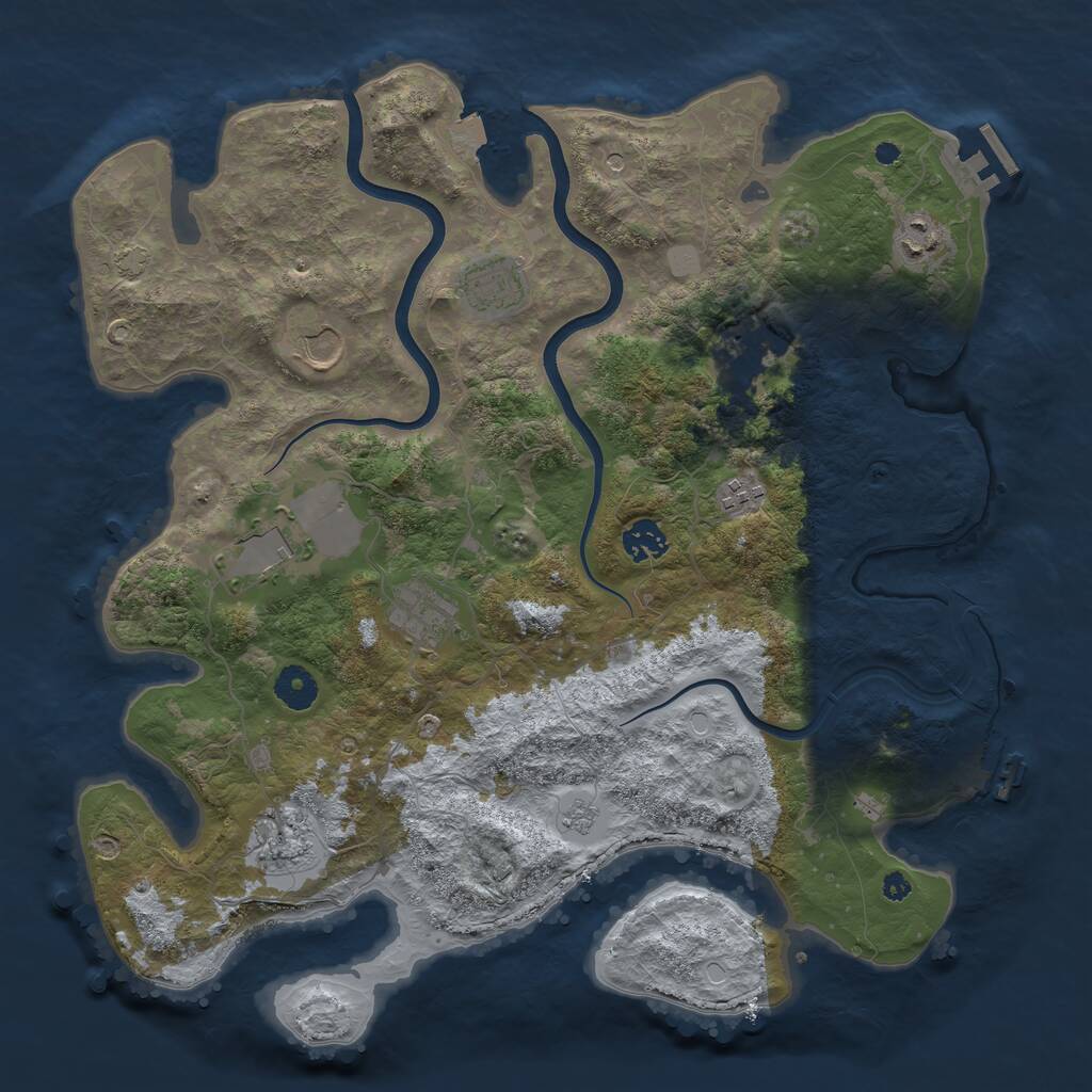 Rust Map: Procedural Map, Size: 3850, Seed: 1397543595, 15 Monuments