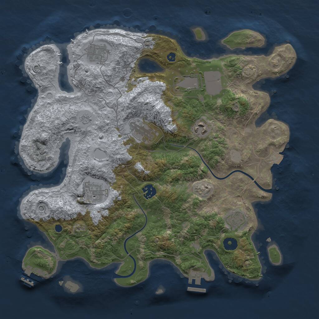 Rust Map: Procedural Map, Size: 3500, Seed: 999777, 13 Monuments