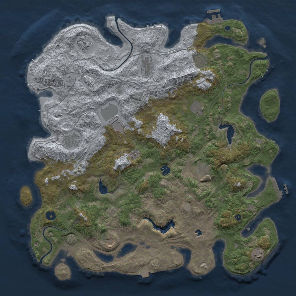 Rust Map: Procedural Map, Size: 4600, Seed: 64107513, 17 Monuments
