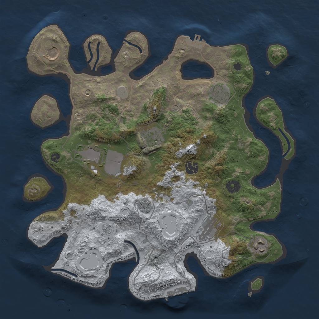 Rust Map: Procedural Map, Size: 3500, Seed: 10354471, 17 Monuments