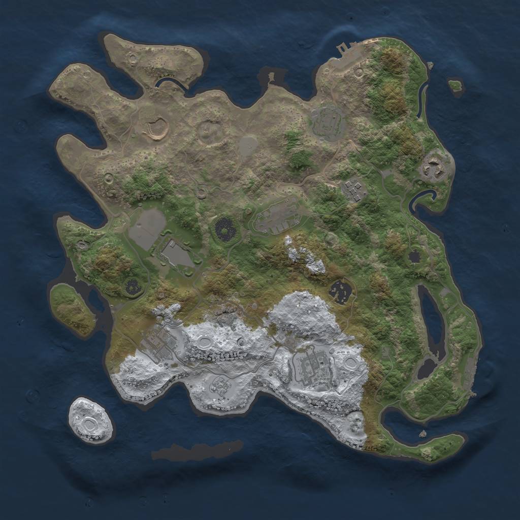Rust Map: Procedural Map, Size: 3500, Seed: 27013321, 17 Monuments