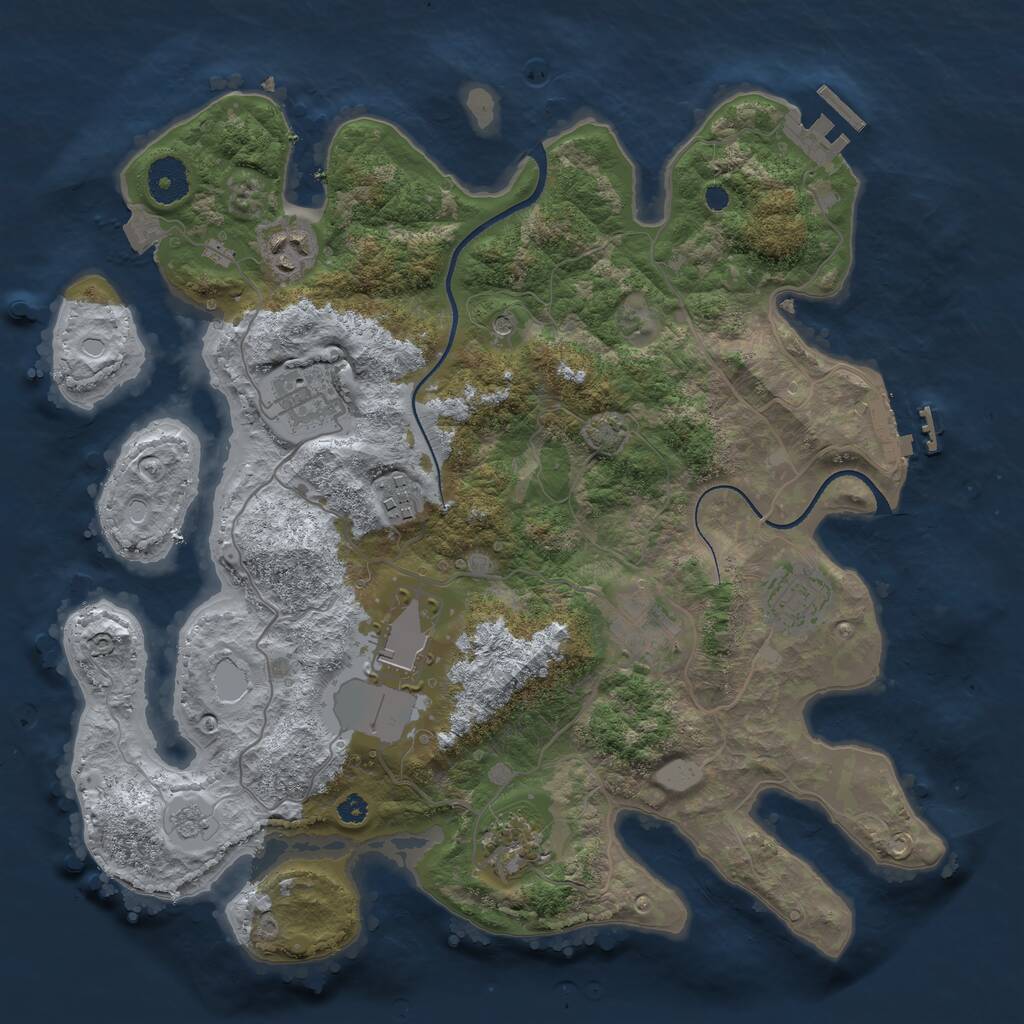 Rust Map: Procedural Map, Size: 3500, Seed: 886060575, 13 Monuments