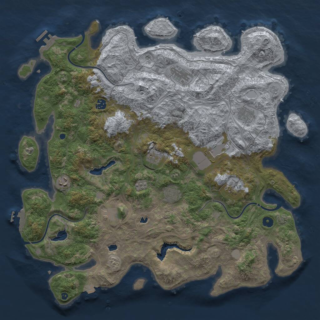 Rust Map: Procedural Map, Size: 4500, Seed: 1233792324, 16 Monuments
