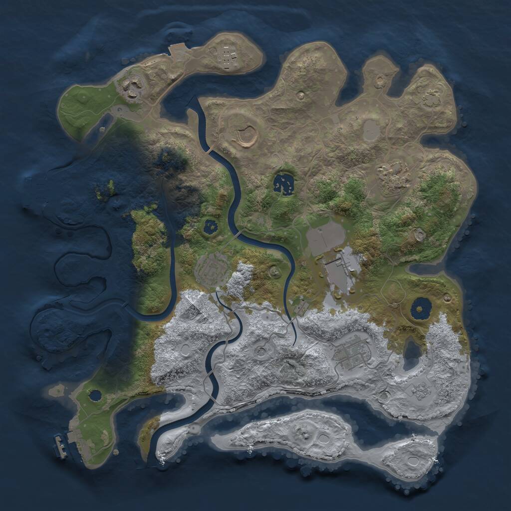 Rust Map: Procedural Map, Size: 3500, Seed: 184083273, 14 Monuments