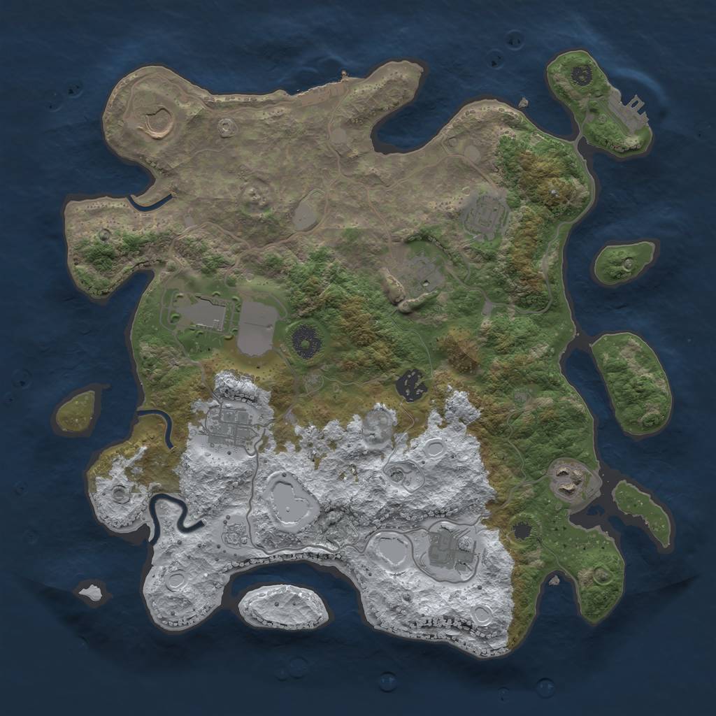 Rust Map: Procedural Map, Size: 3500, Seed: 158, 17 Monuments