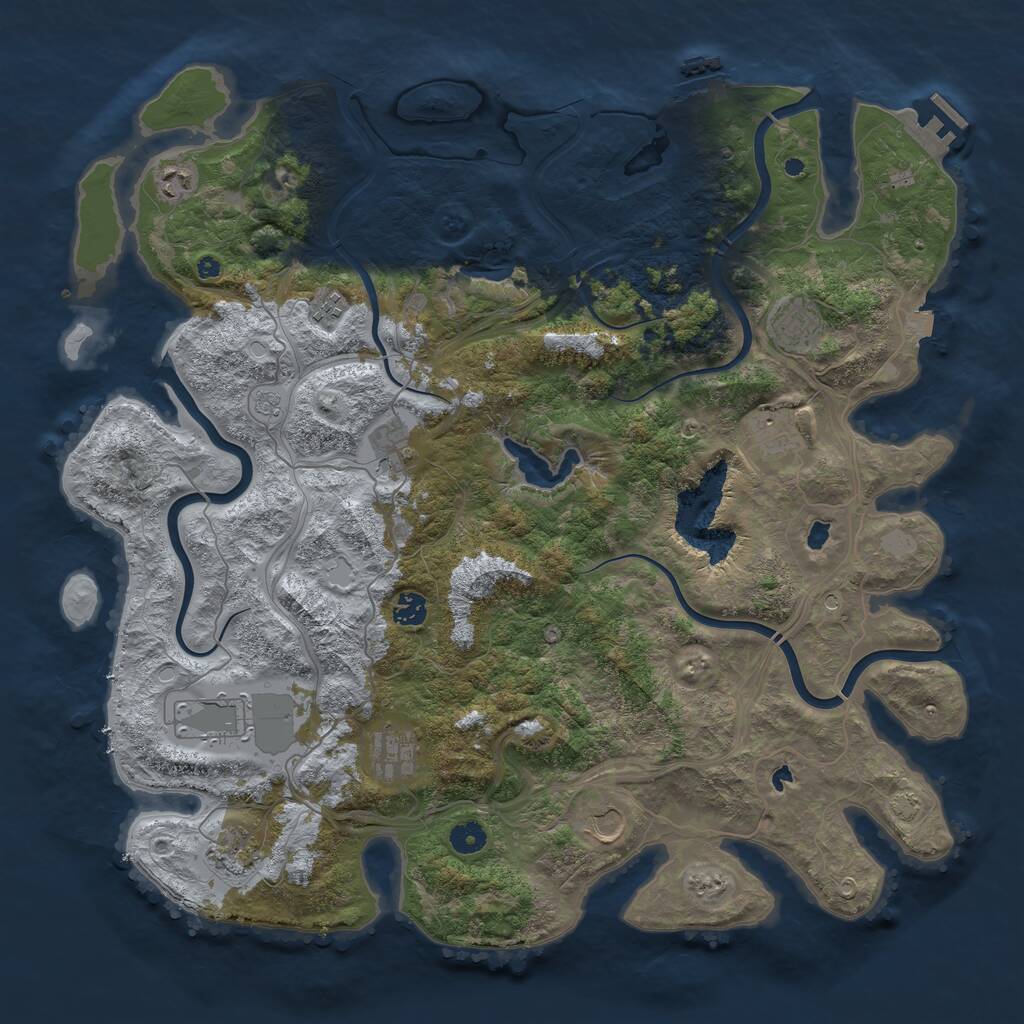 Rust Map: Procedural Map, Size: 4500, Seed: 820856866, 16 Monuments