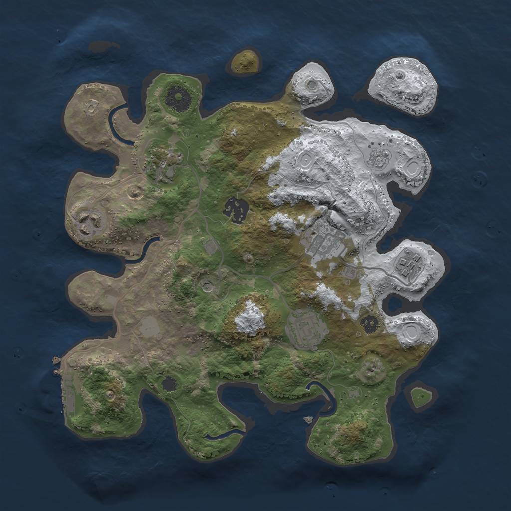 Rust Map: Procedural Map, Size: 3000, Seed: 1349057233, 14 Monuments