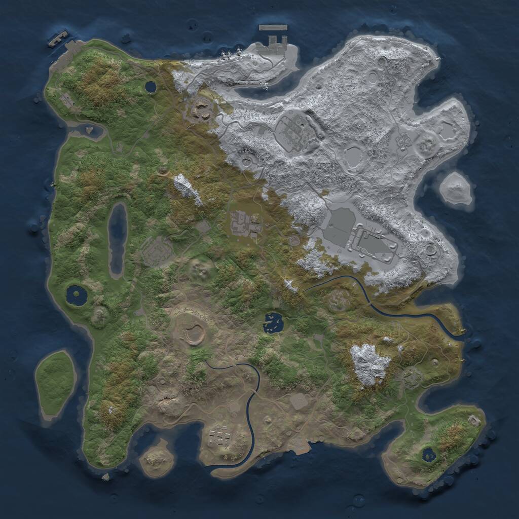 Rust Map: Procedural Map, Size: 3700, Seed: 1551162081, 14 Monuments
