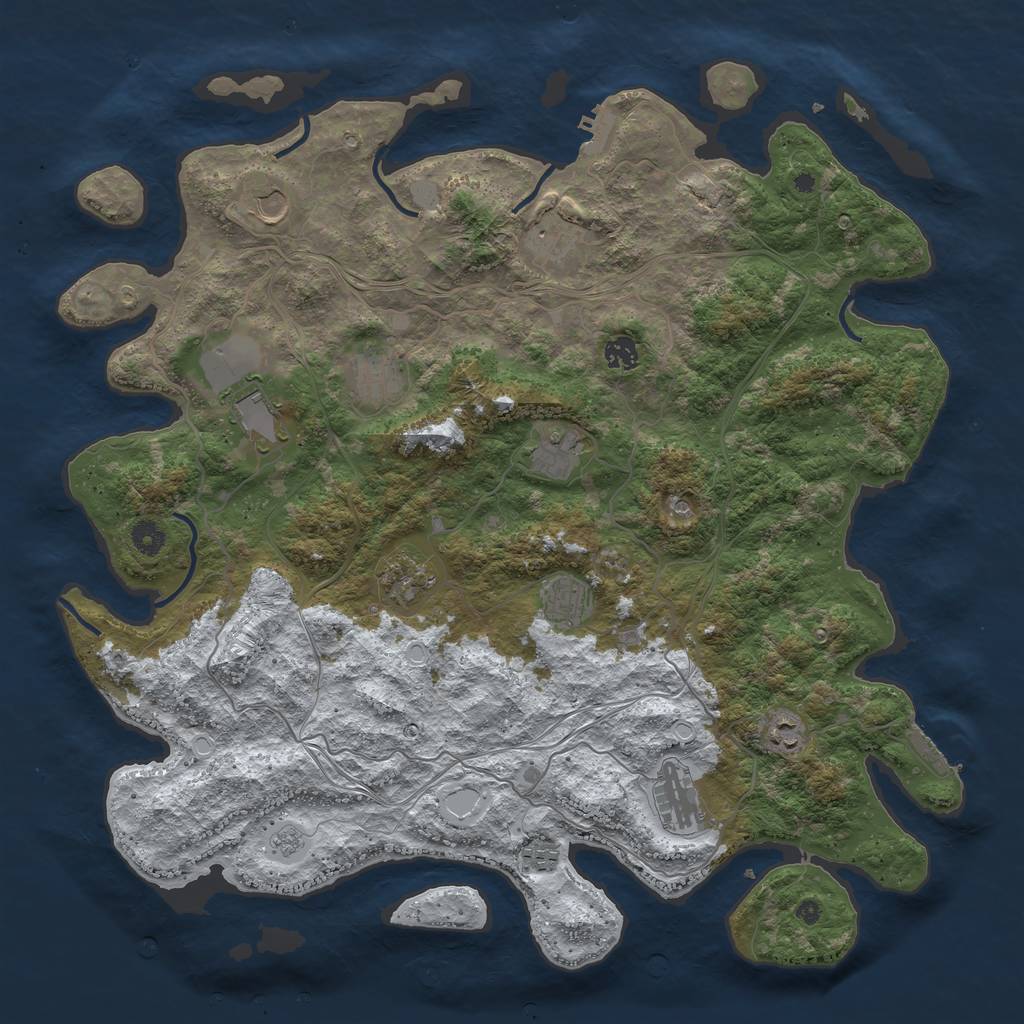Rust Map: Procedural Map, Size: 4500, Seed: 696548560, 20 Monuments