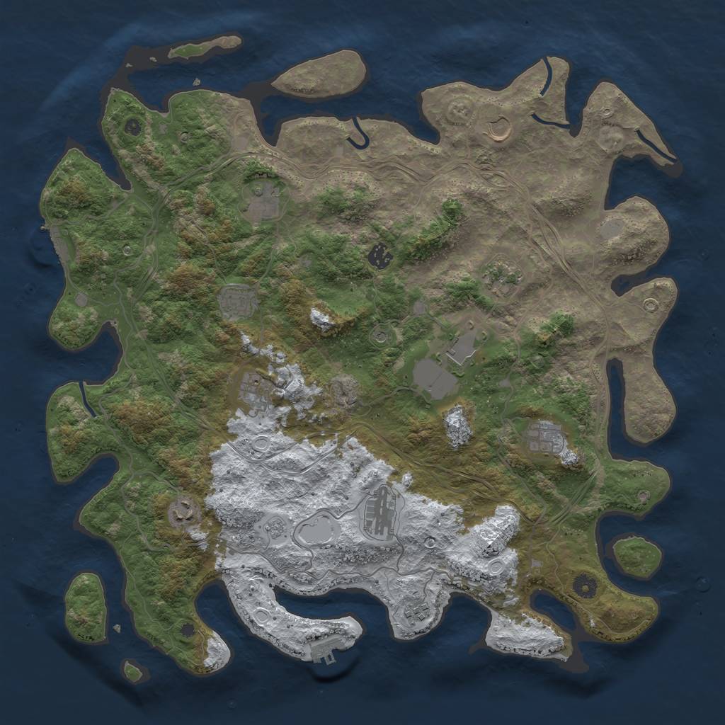 Rust Map: Procedural Map, Size: 4500, Seed: 1090801042, 20 Monuments