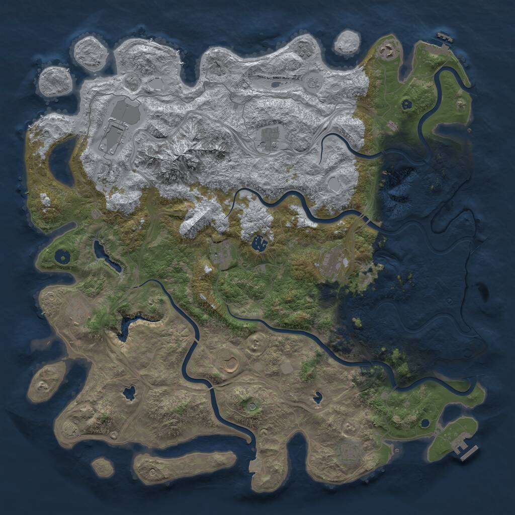 Rust Map: Procedural Map, Size: 5000, Seed: 701889865, 17 Monuments