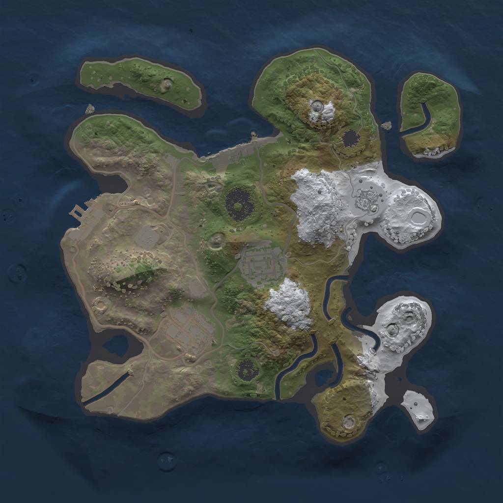 Rust Map: Procedural Map, Size: 2500, Seed: 2081700607, 10 Monuments