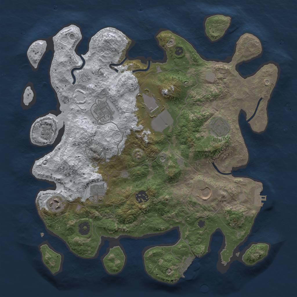 Rust Map: Procedural Map, Size: 3500, Seed: 1979132333, 17 Monuments
