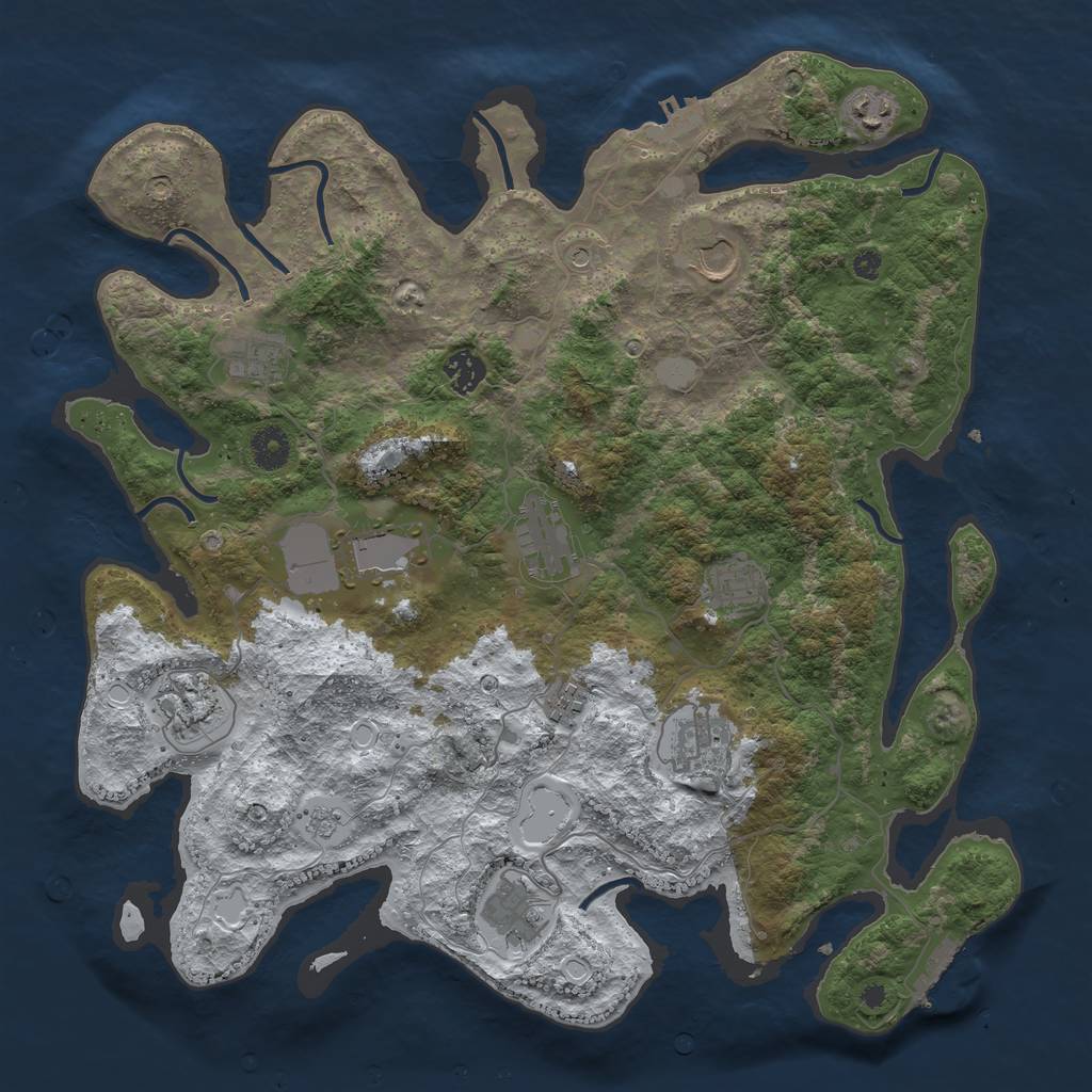 Rust Map: Procedural Map, Size: 3950, Seed: 2000512871, 20 Monuments