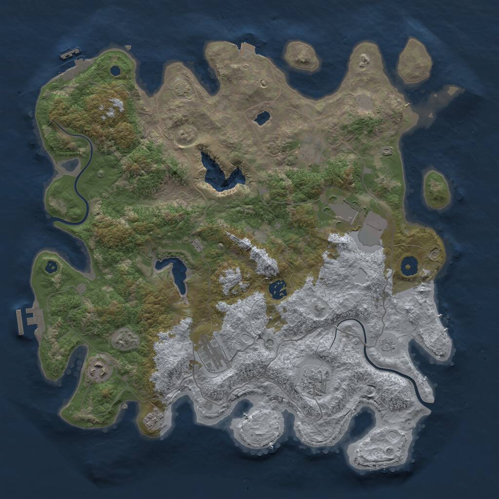Rust Map: Procedural Map, Size: 4000, Seed: 995929396, 13 Monuments