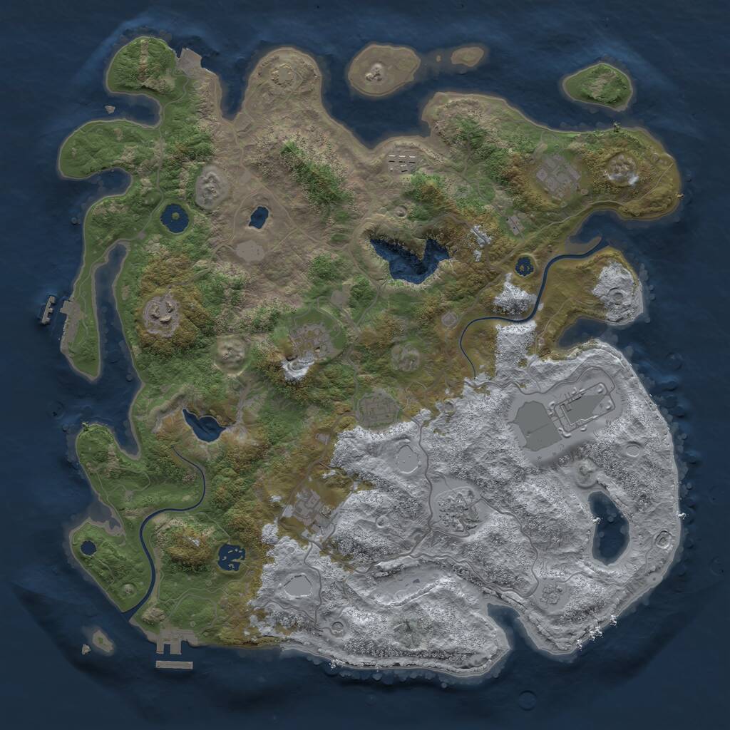 Rust Map: Procedural Map, Size: 4000, Seed: 9876, 15 Monuments