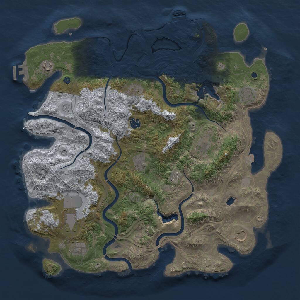 Rust Map: Procedural Map, Size: 4250, Seed: 1098899548, 16 Monuments