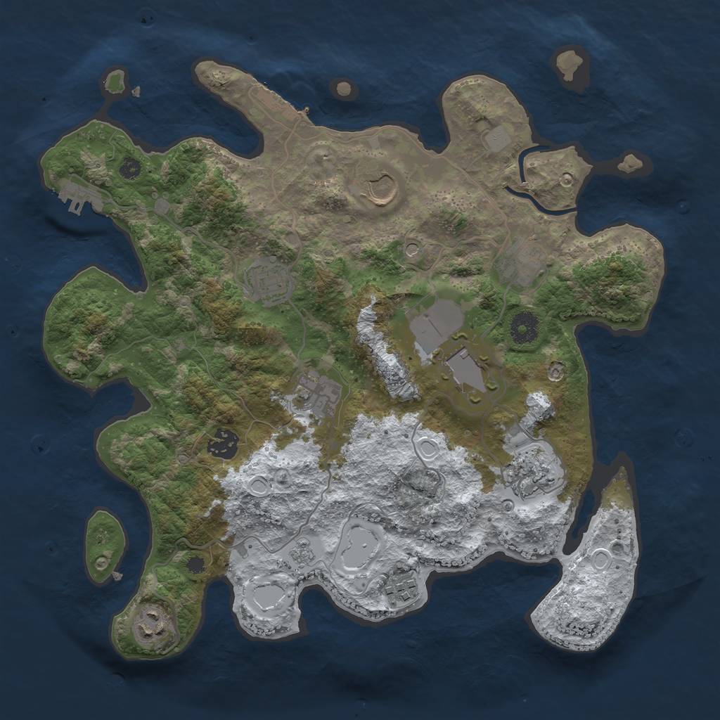 Rust Map: Procedural Map, Size: 3500, Seed: 1698598828, 18 Monuments