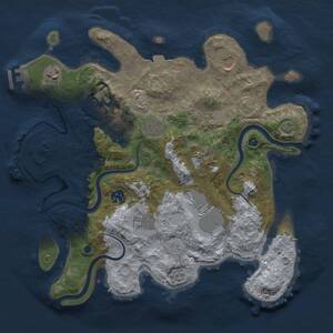 Thumbnail Rust Map: Procedural Map, Size: 3500, Seed: 1698598828, 15 Monuments