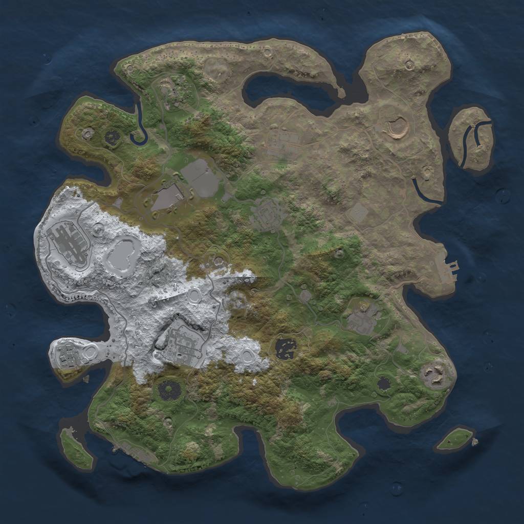 Rust Map: Procedural Map, Size: 3550, Seed: 1962527914, 19 Monuments
