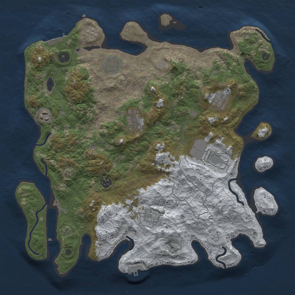 Rust Map: Procedural Map, Size: 4000, Seed: 617591596, 17 Monuments