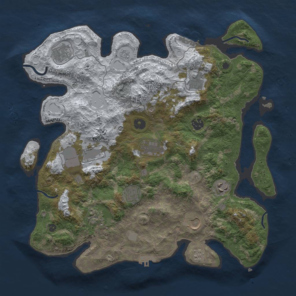 Rust Map: Procedural Map, Size: 3800, Seed: 1822393041, 19 Monuments
