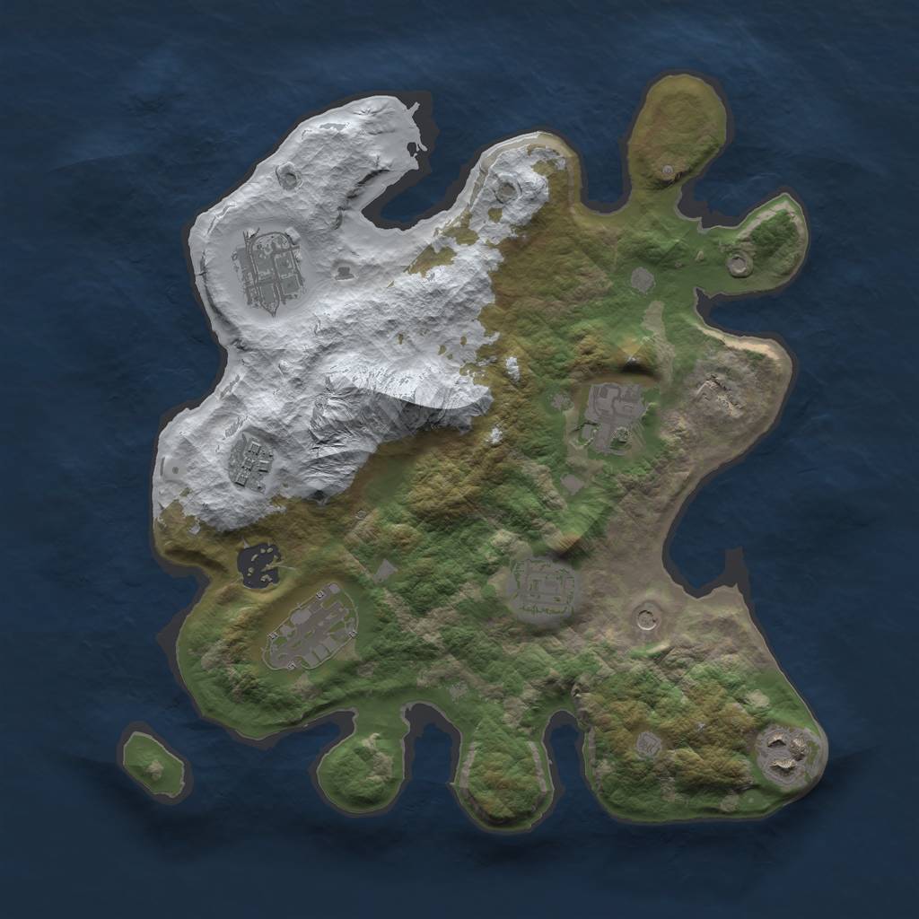 Rust Map: Barren, Size: 3000, Seed: 430505727, 10 Monuments