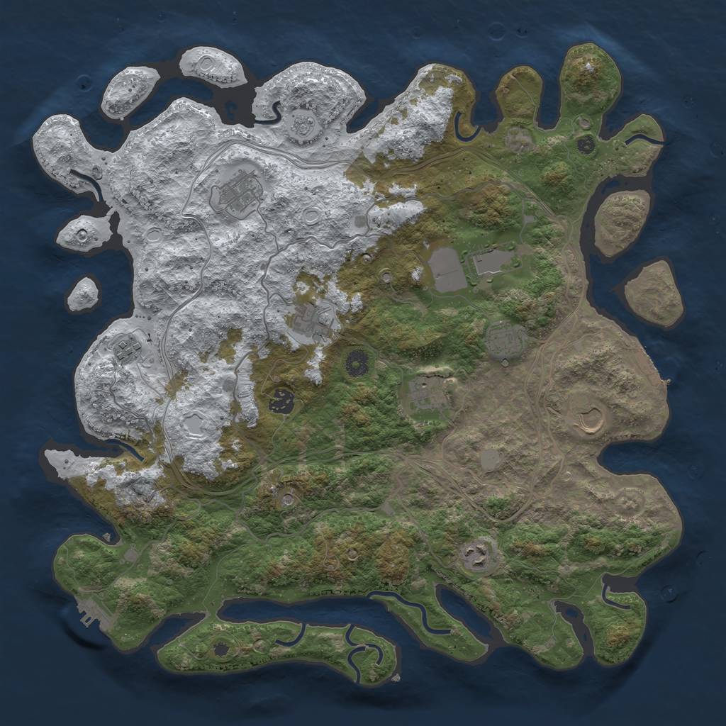 Rust Map: Procedural Map, Size: 4250, Seed: 1047142194, 18 Monuments