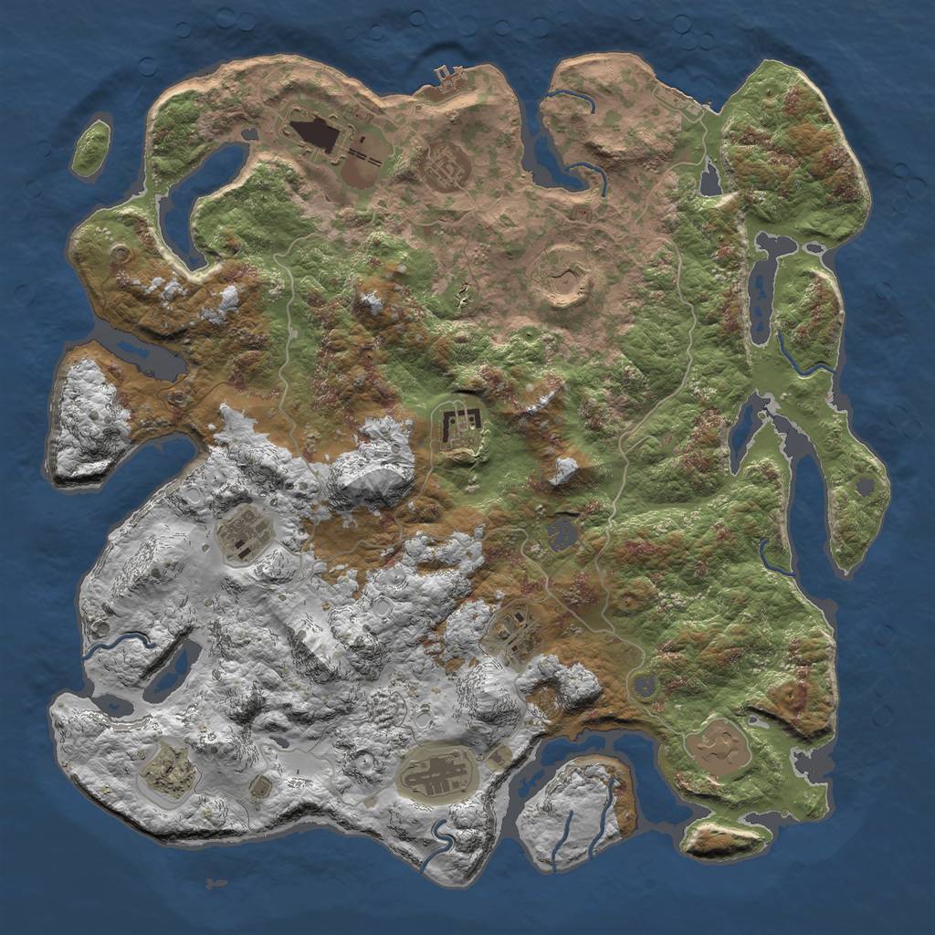 Rust Map: Procedural Map, Size: 4500, Seed: 135, 16 Monuments