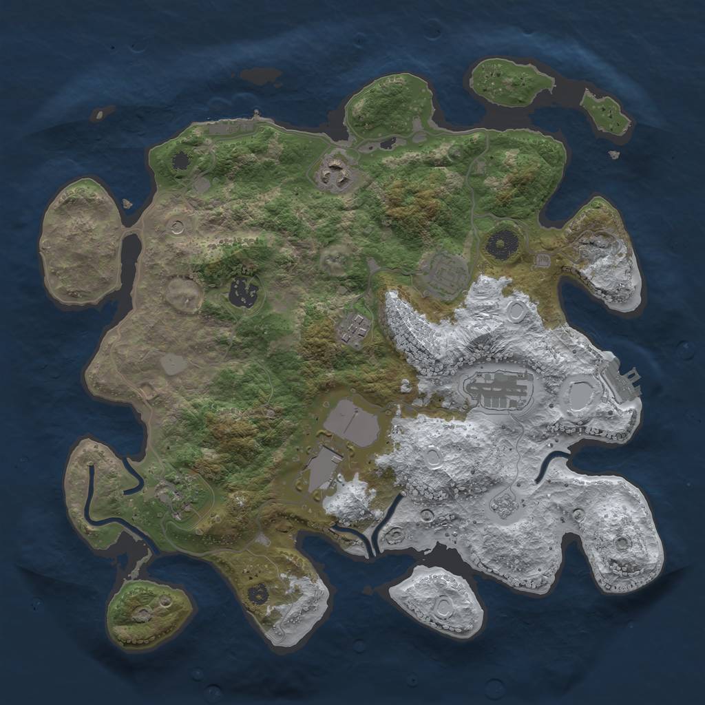 Rust Map: Procedural Map, Size: 3500, Seed: 8401994, 16 Monuments