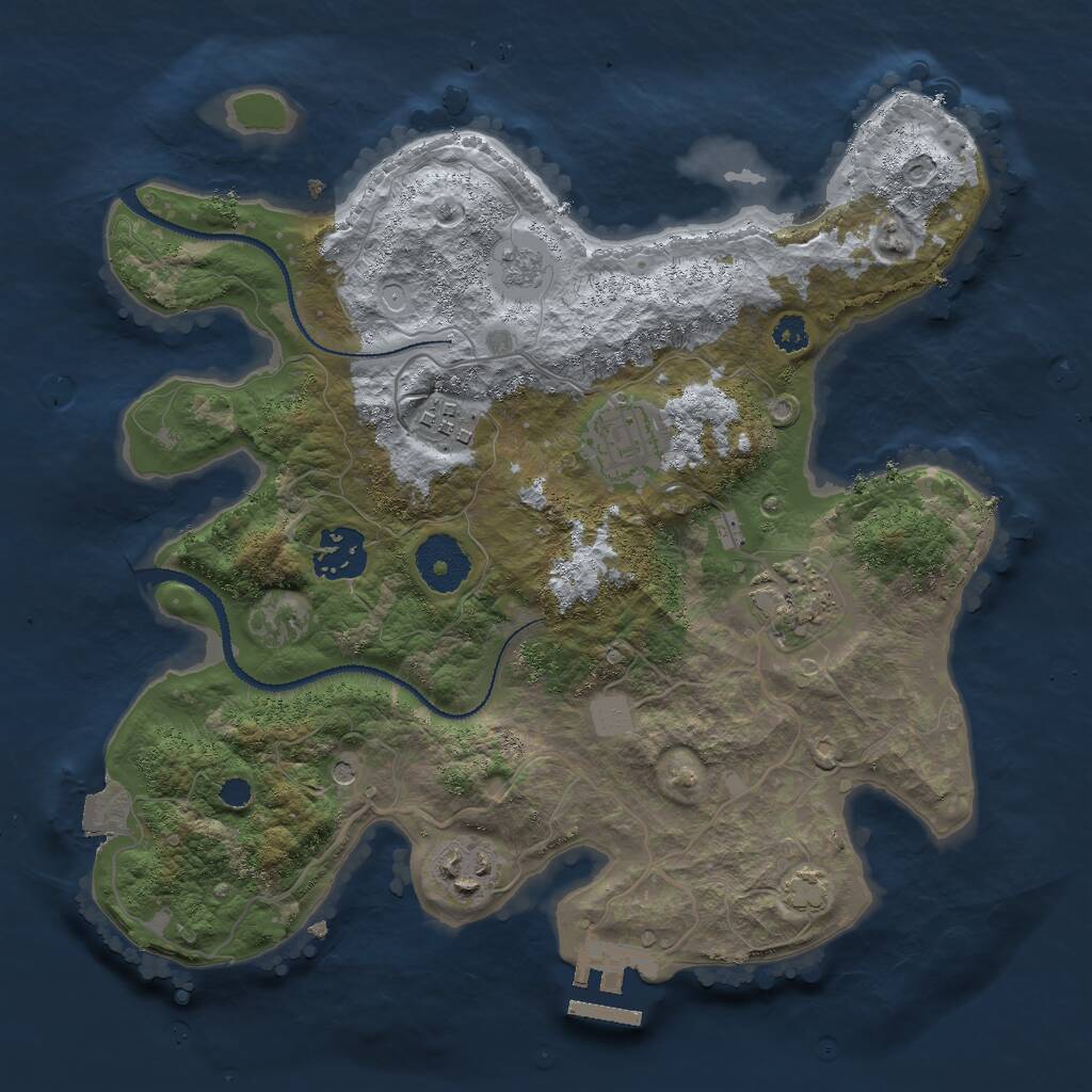 Rust Map: Procedural Map, Size: 3000, Seed: 1244006146, 10 Monuments