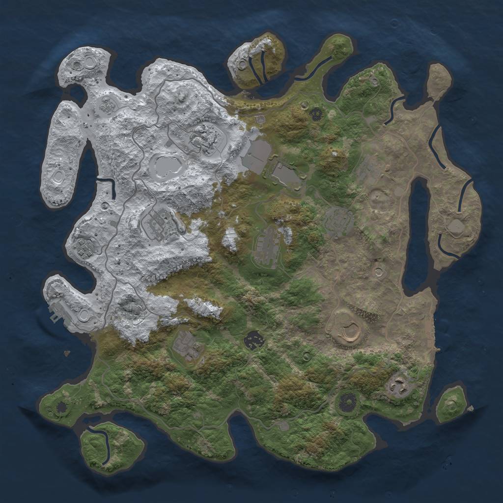 Rust Map: Procedural Map, Size: 4000, Seed: 917738328, 20 Monuments