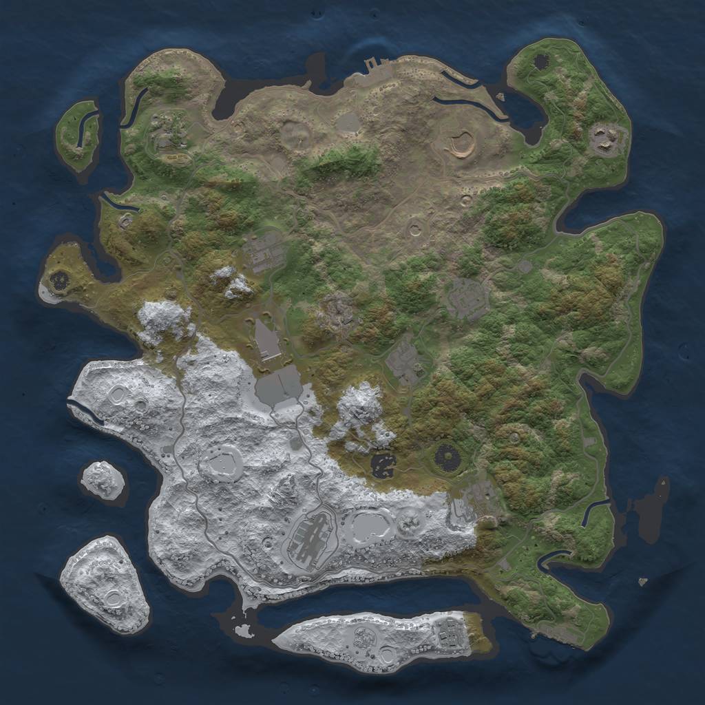 Rust Map: Procedural Map, Size: 4000, Seed: 1979761840, 20 Monuments