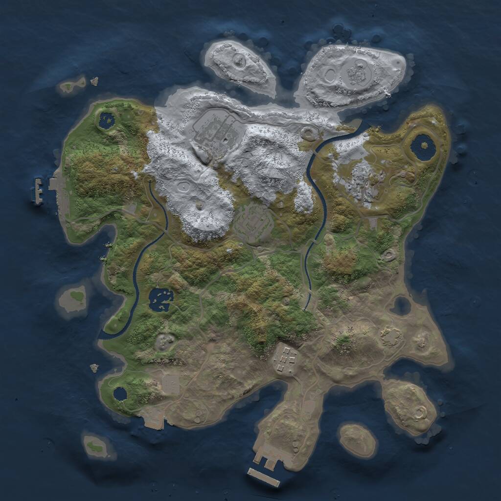 Rust Map: Procedural Map, Size: 3000, Seed: 98829, 10 Monuments