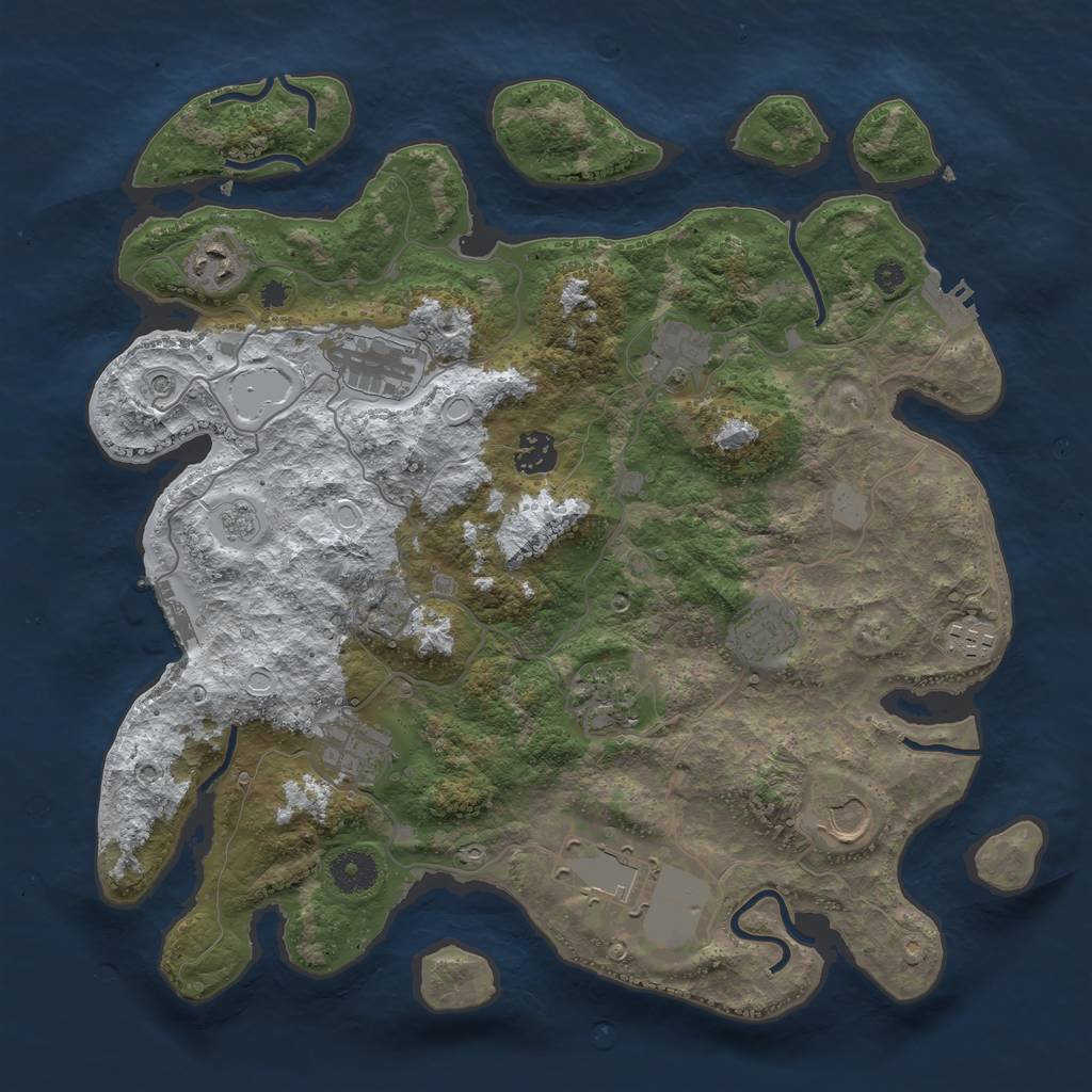Rust Map: Procedural Map, Size: 3700, Seed: 666812304, 19 Monuments