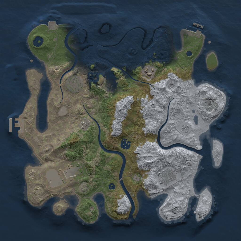 Rust Map: Procedural Map, Size: 3500, Seed: 905902970, 13 Monuments