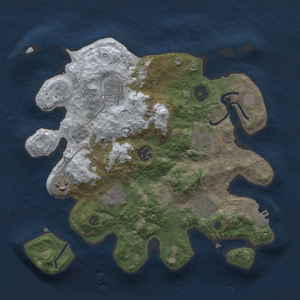 Rust Map: Procedural Map, Size: 3000, Seed: 738487549, 14 Monuments