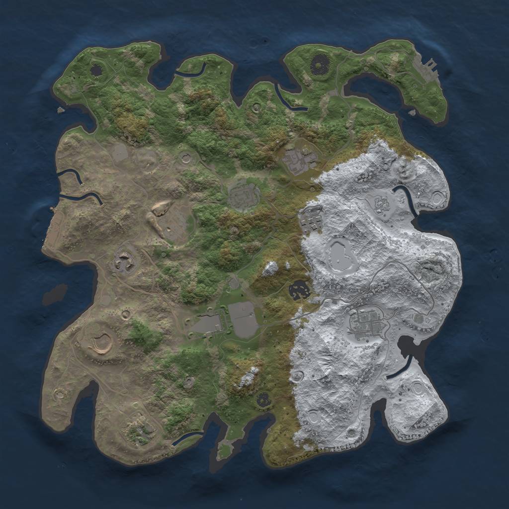 Rust Map: Procedural Map, Size: 3700, Seed: 1546541889, 19 Monuments