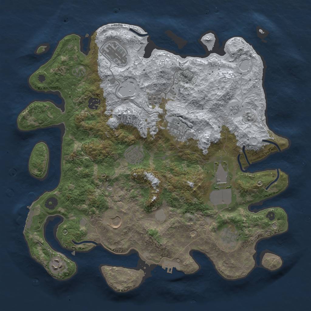 Rust Map: Procedural Map, Size: 3750, Seed: 797272248, 18 Monuments
