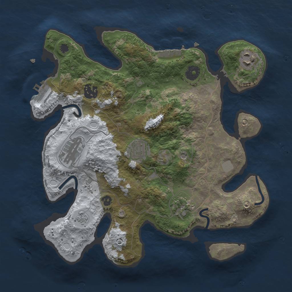 Rust Map: Procedural Map, Size: 3000, Seed: 1248027591, 14 Monuments