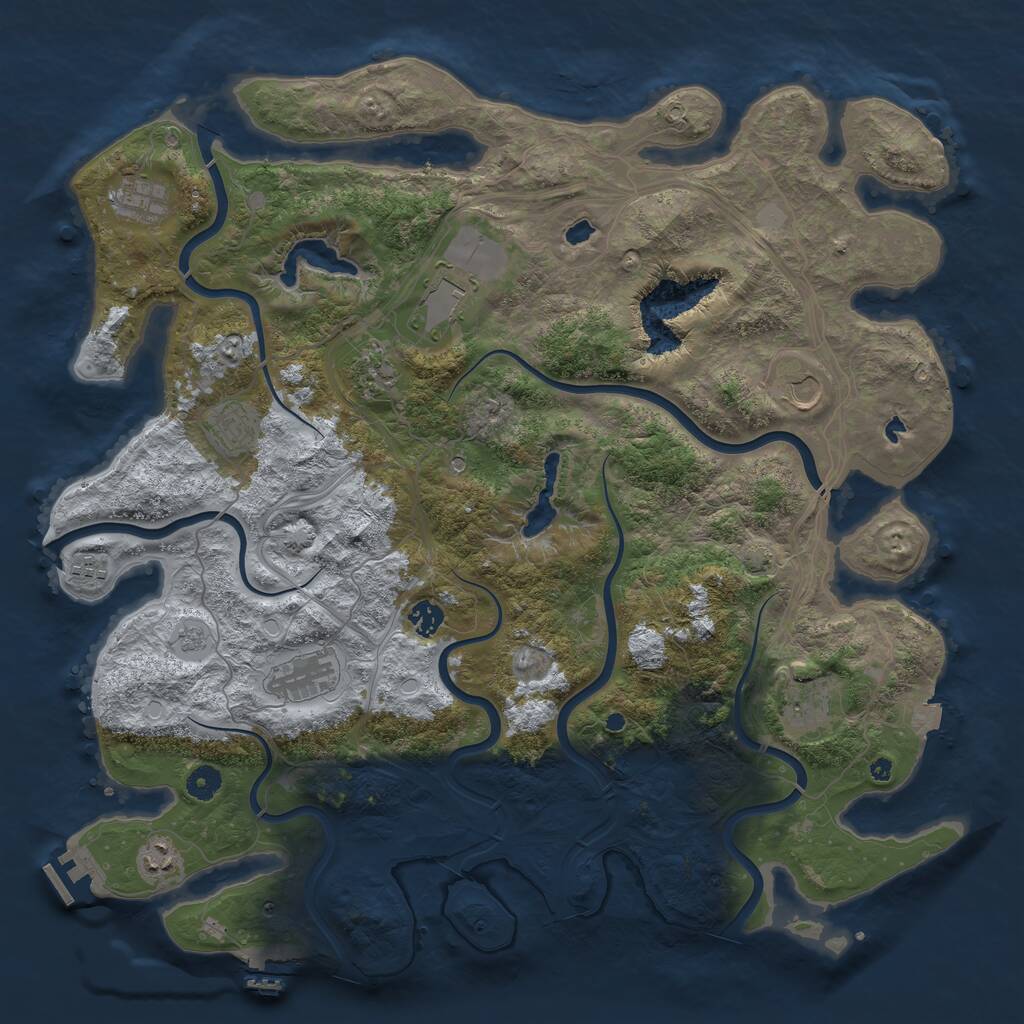 Rust Map: Procedural Map, Size: 4500, Seed: 348076905, 16 Monuments