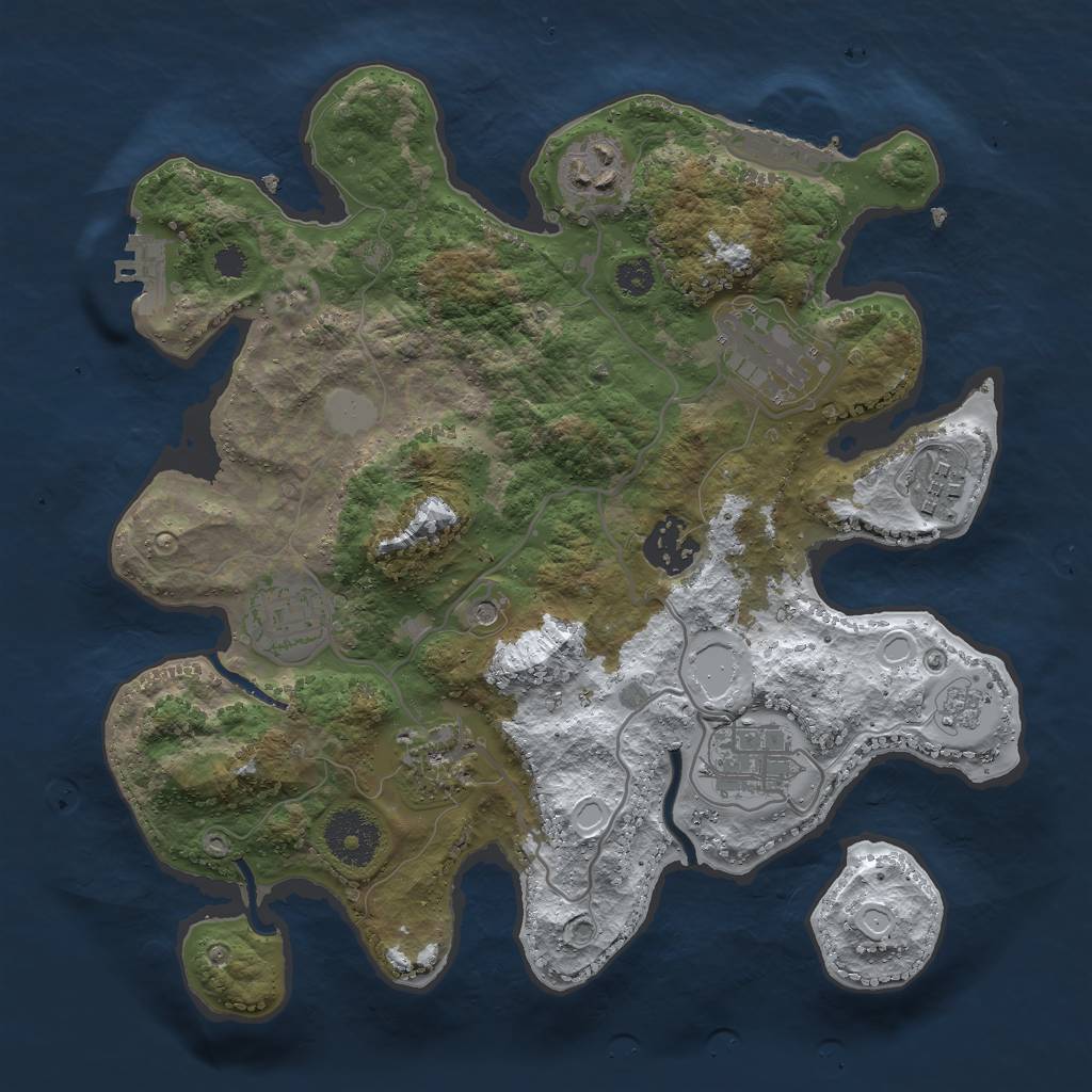 Rust Map: Procedural Map, Size: 3000, Seed: 1130911763, 16 Monuments